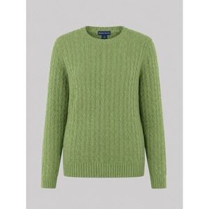 Karen Scott Cable Knit Sweater Womens Small Green‎ Cotton Crewneck NWT